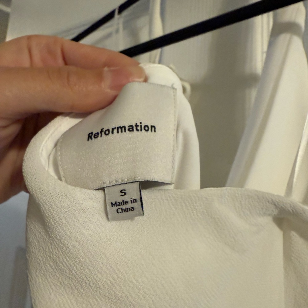 Reformation White Mini Dress with Ruffle Hem - Picture 3 of 4
